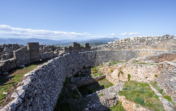 Grave circle A, shaft grave circle A, grave circle A or grave circle A, royal cemetery, citadel with walls, Mycenae, Greek archaeological site, Peloponnese, Greece
