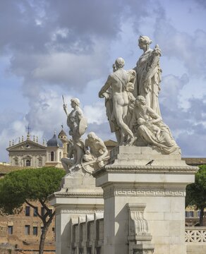 Statues at the Victor Emanuel Monument Altare della Patria, Rome, Italy