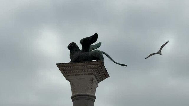 The Lion of Venice winged lion in the Saint Marco square, Italy.