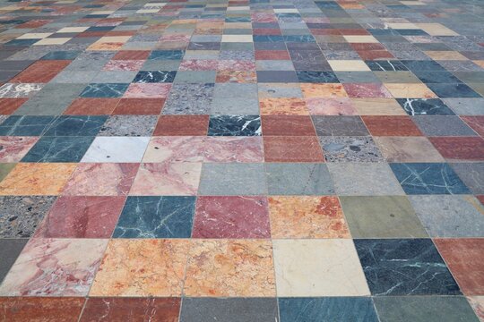 Pavement of Skanderbeg Square (Sheshi Skenderbej) in Tirana city, Albania.