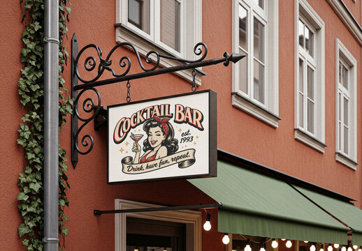 Cocktail Bar Sign Mockup