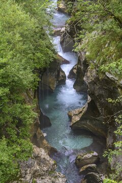 Narrows of the river at the Velika korita Soče (Great Soča Troughs), Bovec municipality, Slovenia