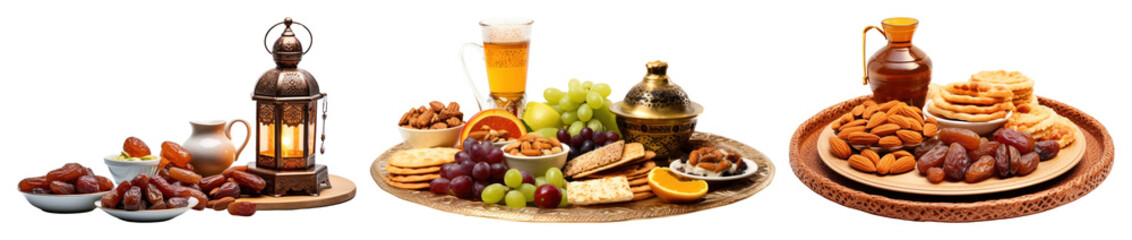 PNG Middle Eastern feast arrangement element set on transparent background