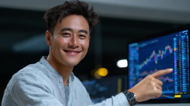 Market Analyst: A focused individual analyzes the dynamic world of stock trading, their expertise and insight evident as they navigate the complexities of financial charts.