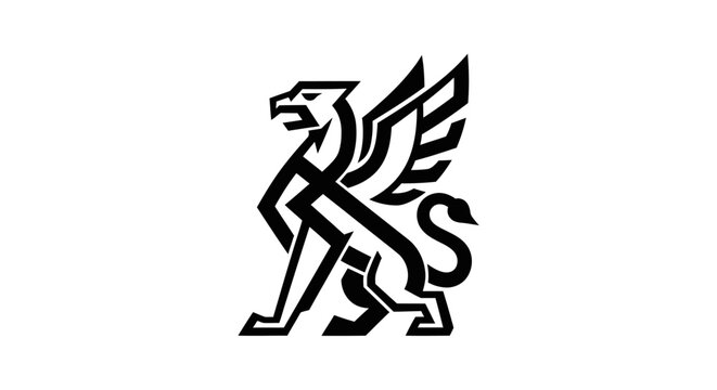 Stylized gryphon illustration on white