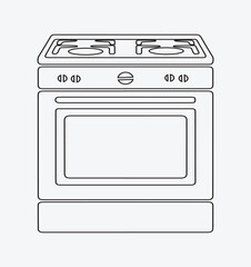 Gas Stove Oven Outline Icon - Kitchen Appliance Vector