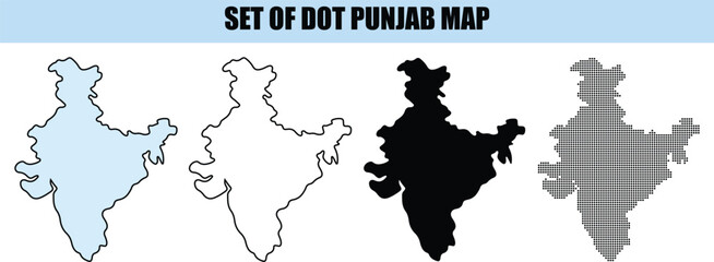 Fototapeta premium Punjab Map Set Dot India white background
