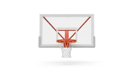 Professional basketball hoop and backboard with an orange rim and white net, isolated on a clean white background, ready for game play.
