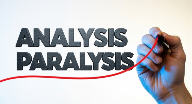 Analysis paralysis concept: Illustrating a red line with a hand reaching out, symbolizing overthinking and indecision