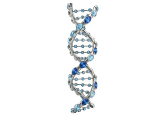 Decorative dna strand with blue gems elegant artistic science concept isolated on transparent background