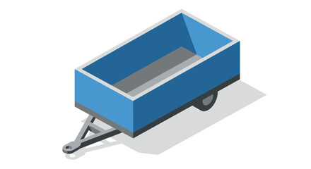 Blue Trailer Isolated on White Background Isometric View.