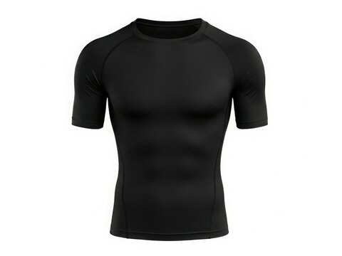 Black short sleeve compression shirt for athletic wear