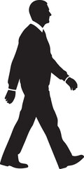 Man walking side view simple silhouette figure casual stride transparent background vector