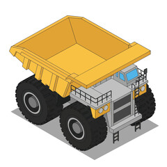 Heavy-duty mining dump truck isometric view construction vehicle. © Rejeki