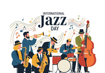 Obraz premium Jazz band playing music together on International Jazz Day celebration.