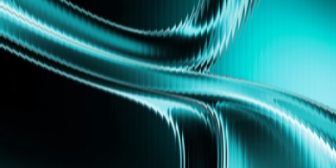 Abstract teal cyan flowing wave background with glossy light effect