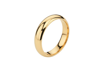 Simple classic golden wedding ring elegant symbol of love and commitment isolated on transparent background