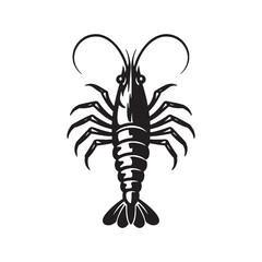 Obraz premium Black Lobster Silhouette Vector Illustration | Minimal Seafood Animal Icon Design