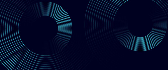 Abstract blue glowing geometric lines on dark background. Modern shiny blue rounded square lines pattern