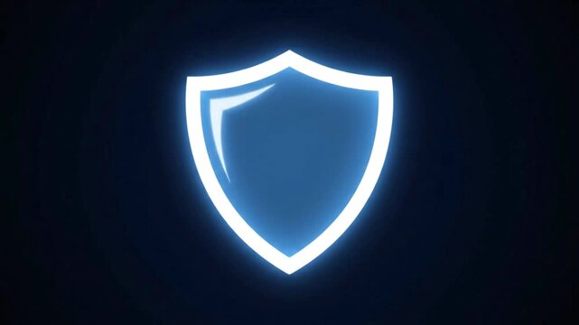 Glowing neon shield symbol abstract background security protection concept digital technology