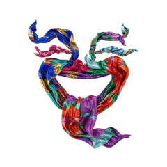 Vibrant Silk Scarf Tied in Abstract Heart Shape