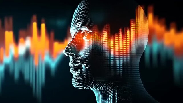 Abstract AI Brainwave Visualization - Digital Mindscape and Neural Network Concept.
