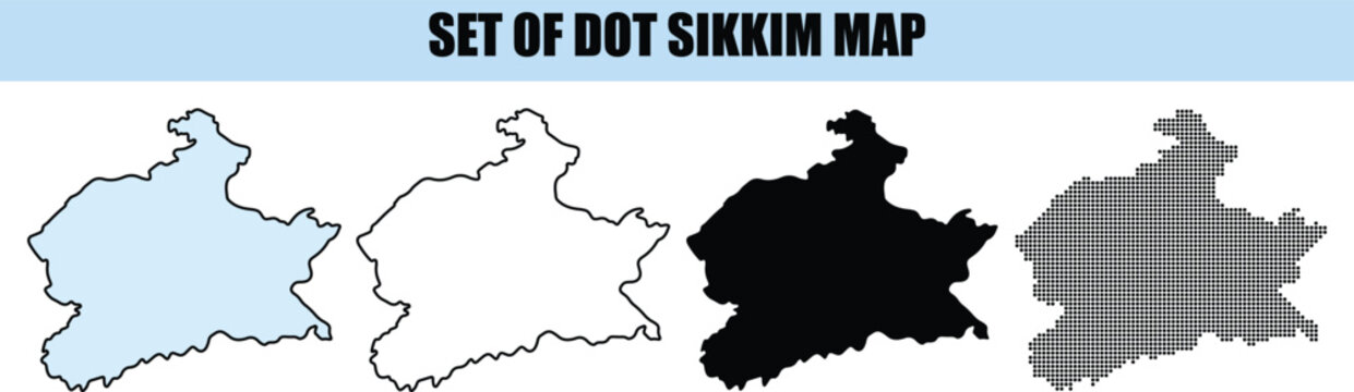 Sikkim Map Set Dot white background