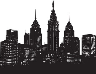 Fototapeta premium Adobe Illustrator Artwork of A minimalist vector illustration of the Philadelphia skyline in silhouette style. Designed with sharp contours and clean lines, this artwork is perfect for posters