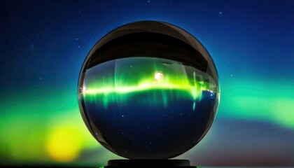 Captivating Aurora Borealis Reflected in a Crystal Ball - A Night Sky Spectacle.