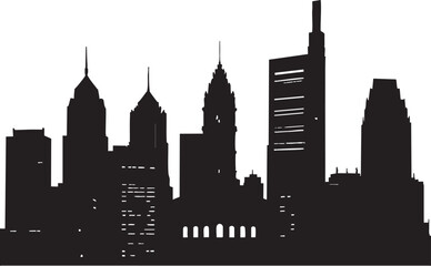 Obraz premium Adobe Illustrator Artwork of Philadelphia Skyline Silhouette Vector – Minimalist City Design. Perfect for travel branding, city posters, educational materials, or decorative graphics. 