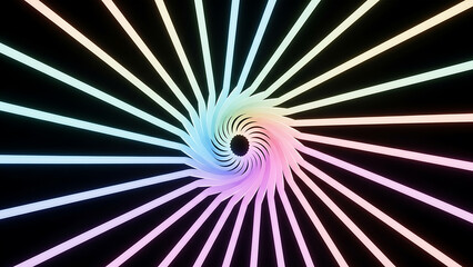 Colorful Neon Spiral Vortex with Radial Lines