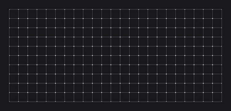 Grid pattern blueprint on black paper background, graph white notebook. Millimeter paper with architect gird and white tech dot. Drawing grid with map checker paper, vector illustration.