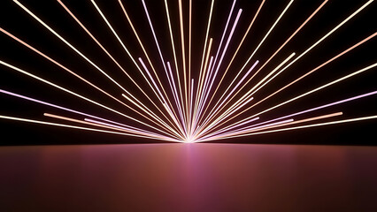 Abstract Rising Sunburst Light Rays from Horizon