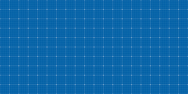Grid pattern blueprint on blue paper background, graph white notebook. Millimeter paper with architect lines and white tech dot. Drawing grid with map checker paper, vector illustration.