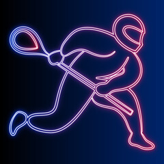 Lacrosse Player Action Neon Glow Illustration Vector Sport Game Design Element Dynamic Athlete Silhouette Competitive Energy