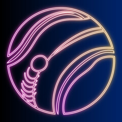 Neon Basketball Glowing Vector Illustration, Sports Equipment Design, Dynamic Ball with Light Effects for Athletic Teams and Competitive Games