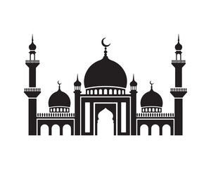 Taj Mahal vector illustration featuring a mosque style silhouette with iconic domes and minarets as a famous architectural landmark of Agra India © Md