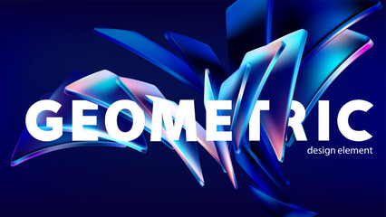 Abstract vector background of 3D squares and rectangles.. Transparent iridescent geometric shapes for poster and presentation design.