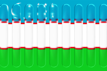 Stylized Flag of Uzbekistan with Modern Abstract Vertical Translucent Elements, Representing National Identity and Digital Aesthetics