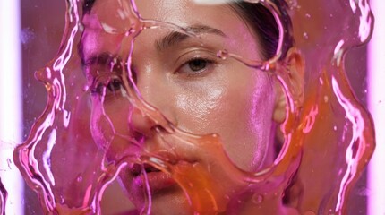 Abstract portrait with liquid texture