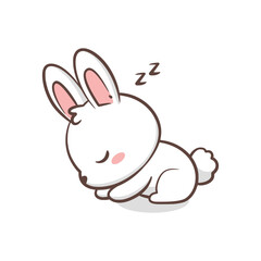 Tiny Kawaii Bunny Sleeping Peacefully on the Floor