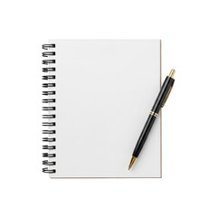 Naklejka premium Blank notebook with pen on white background isolated on transparent background