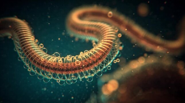 Detailed Visualization of a Tapeworm Parasite Microorganism