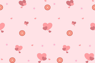 seamless pattern with hearts, cute and sweet pink pastel with orange summer fresh perfect design for fabric, cloth, background, wallpaper, graphic, wrapping, print, embroidery, ornament 