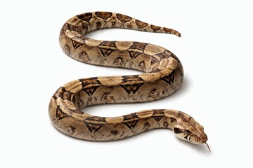 Fototapeta premium Boa Constrictor Stretched Gentle S-Curve Calm Neutral Posture Isolated on White Background