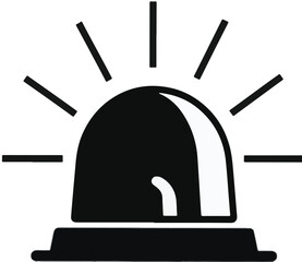 Silhouette of a Flashing Warning Light on White Background alarm siren