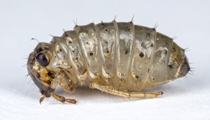 Gray Beetle on Green Leaf Close-Up Showcasing Insect Detail, Natural Habitat, and Entomological Photography