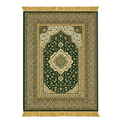 Obraz premium Traditional Islamic prayer rug with intricate floral patterns and gold fringe Muslim