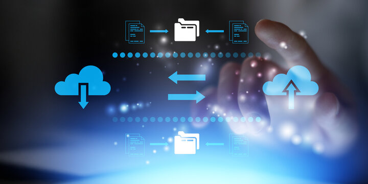 Digital cloud file sharing and synchronized data exchange processes.