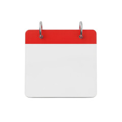 Blank white card with red header and silver rings isolated on transparent background